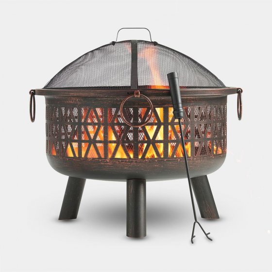 Vatra De Foc / Semineu Exterior Pt Gradina VonHaus Fire Pit 2517026, alimentat cu lemn sau carbune, vatrai inclus, Ideal pentru gradina sau terasa