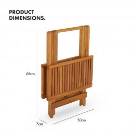 Masa din lemn pliabila Vonhaus 2500160, Lemn Acacia, ideala pentru gardini si terase, Dimensiune 50x50 cm
