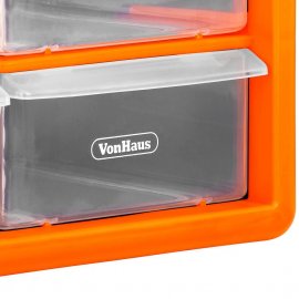 Organizator cu 44 de rafturi transparente VonShef 3515115, fabricat din plastic, culoare negru, portocaliu