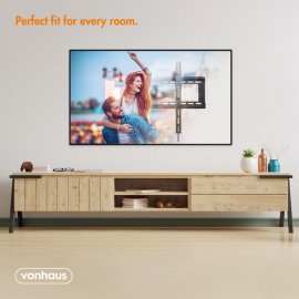 Suport inclinat TV VonHaus 3000487, capacitate maxima 60 kg, diagonala 37-70 inch, inclinare 10 grade, accesorii incluse, din otel, negru