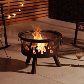 Vatra De Foc / Semineu Exterior pentru Gradina VonHaus Fire Pit 2500945, alimentat cu lemn sau carbune, vatrai inclus, Ideal pentru gradina sau terasa