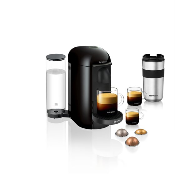 Espressor Nespresso By Krups Vertuo Plus XN903840, putere 1260W, rezervor detasabil 1.2L, oprire automata, 4 tipuri de cafea, tehnologie de extractie centrifuzie, negru