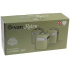 Set 3 Cutii Depozitare Retro pentru bucatarie, Swan SWKA1020GN, Design Retro, Material Metal