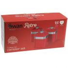 Set 3 Cutii Depozitare Retro pentru bucatarie, Swan SWKA1020RN, Design Retro, Material Metal