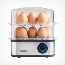 Fierbator electric de oua din otel inoxidabil VonShef 2013211, Putere 500W, Capacitate 16 oua
