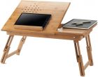 Masuta Rabatabila pt Laptop si Tableta VonHaus 3008063, Material Bambus, Sertar pt Accesorii
