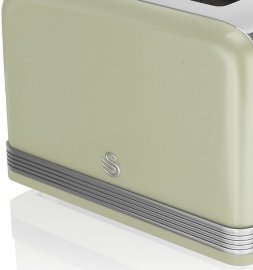 Prajitor de paine Swan ST19020GN, Oprire automata, 4 Felii, Putere 1600 W, Functie dezghetare, Verde/Inox