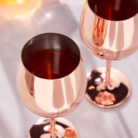 Set 2 Pahare pentru Vin Beautify 1000133, Fabricate din Otel Inoxidabil, Design Modern, Culoare Roz Auriu, Volum450 ml